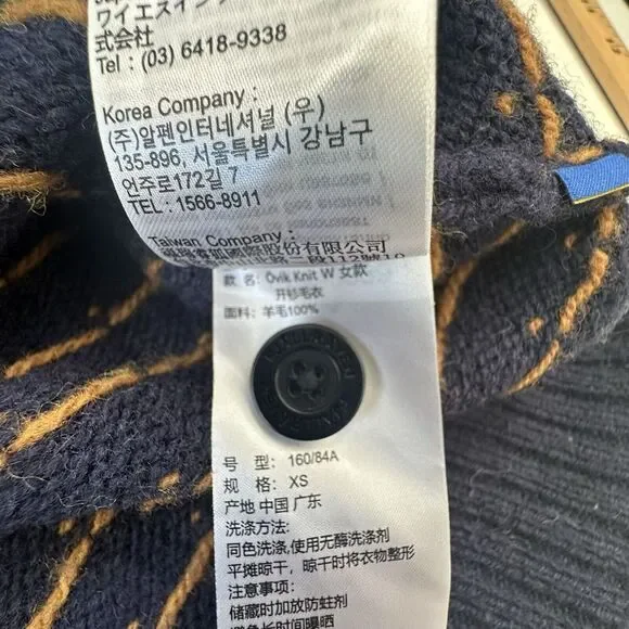 Fjallraven Women's Ovik Knit Wool Cardigan Sweater XS Fair Isle Nordic Blue Navy - Picture 11 of 16